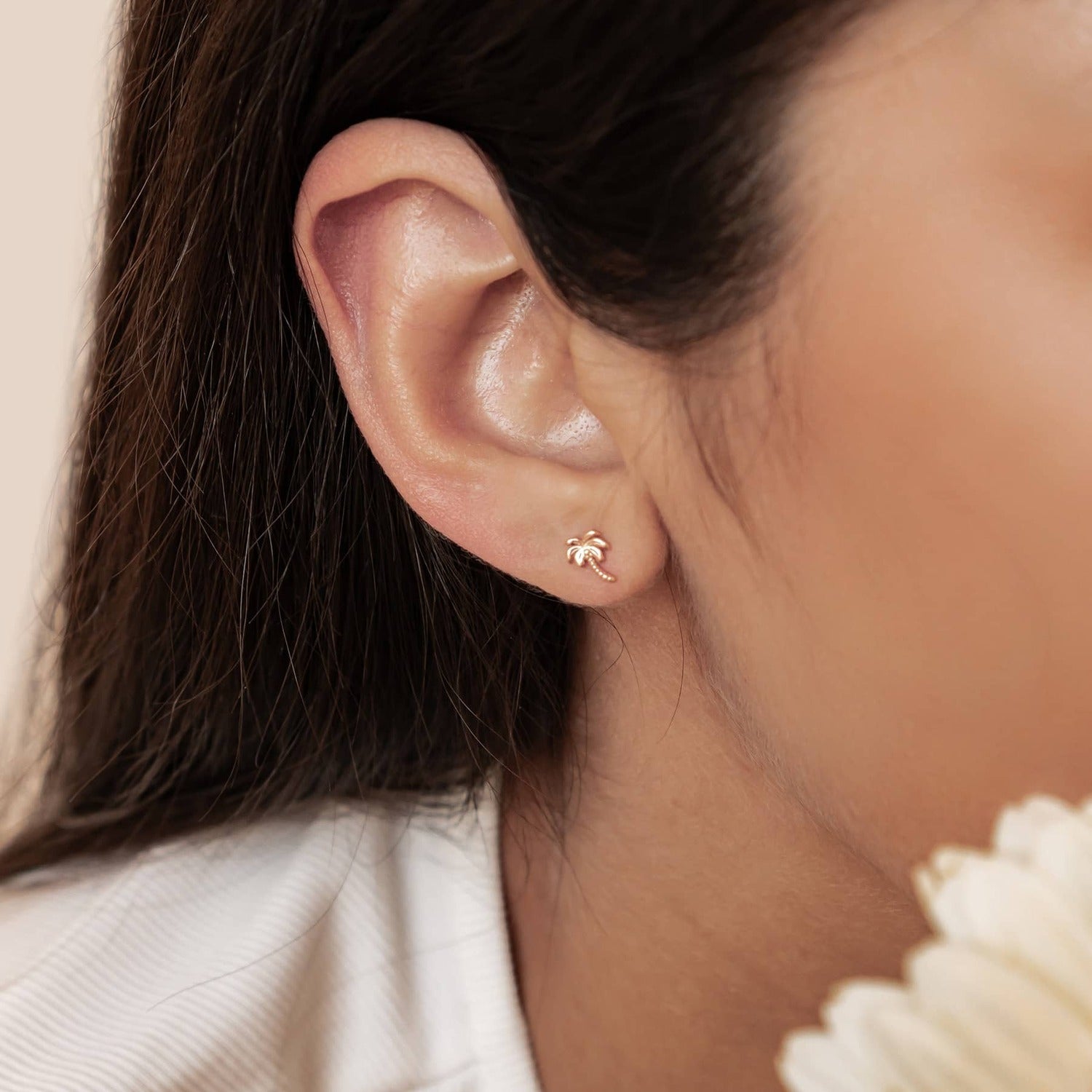 Boucles d’Oreilles Puces Palmier en Argent Sterling