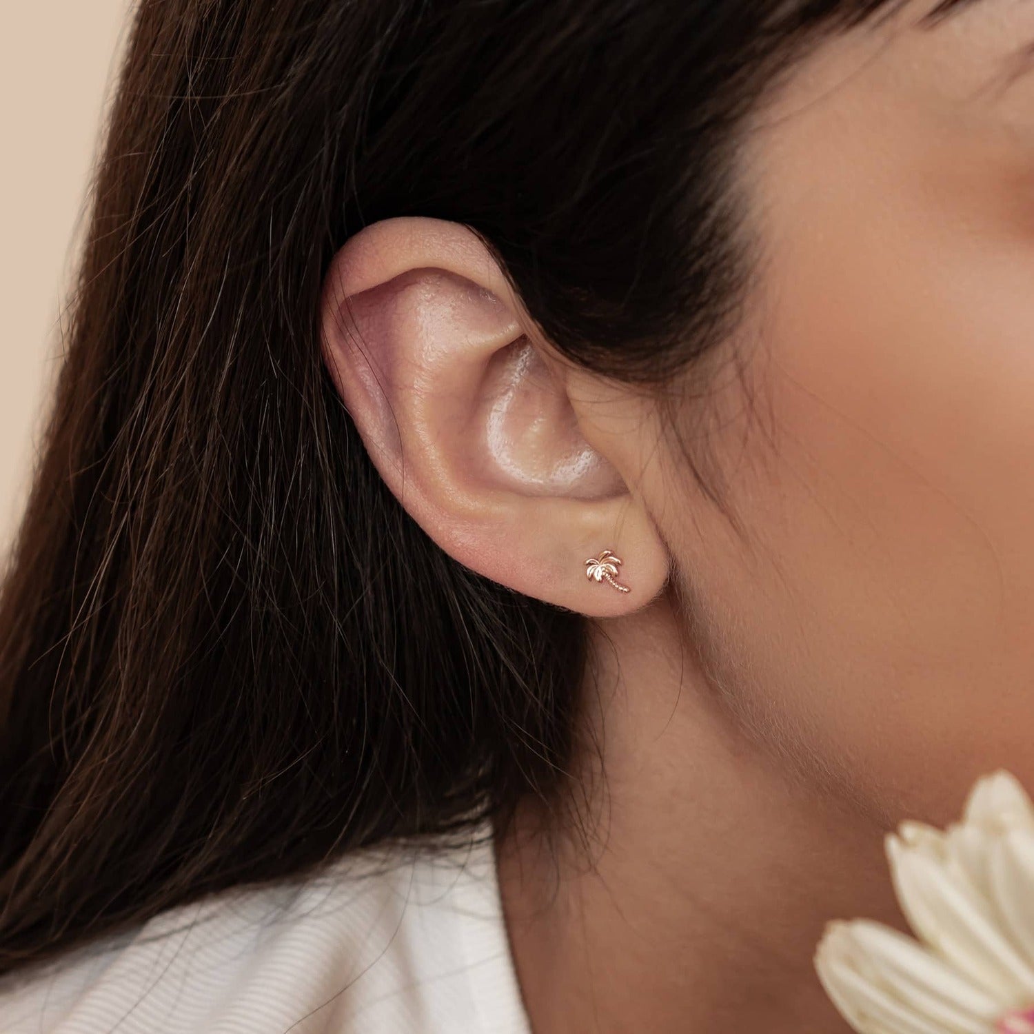 Boucles d’Oreilles Puces Palmier en Argent Sterling