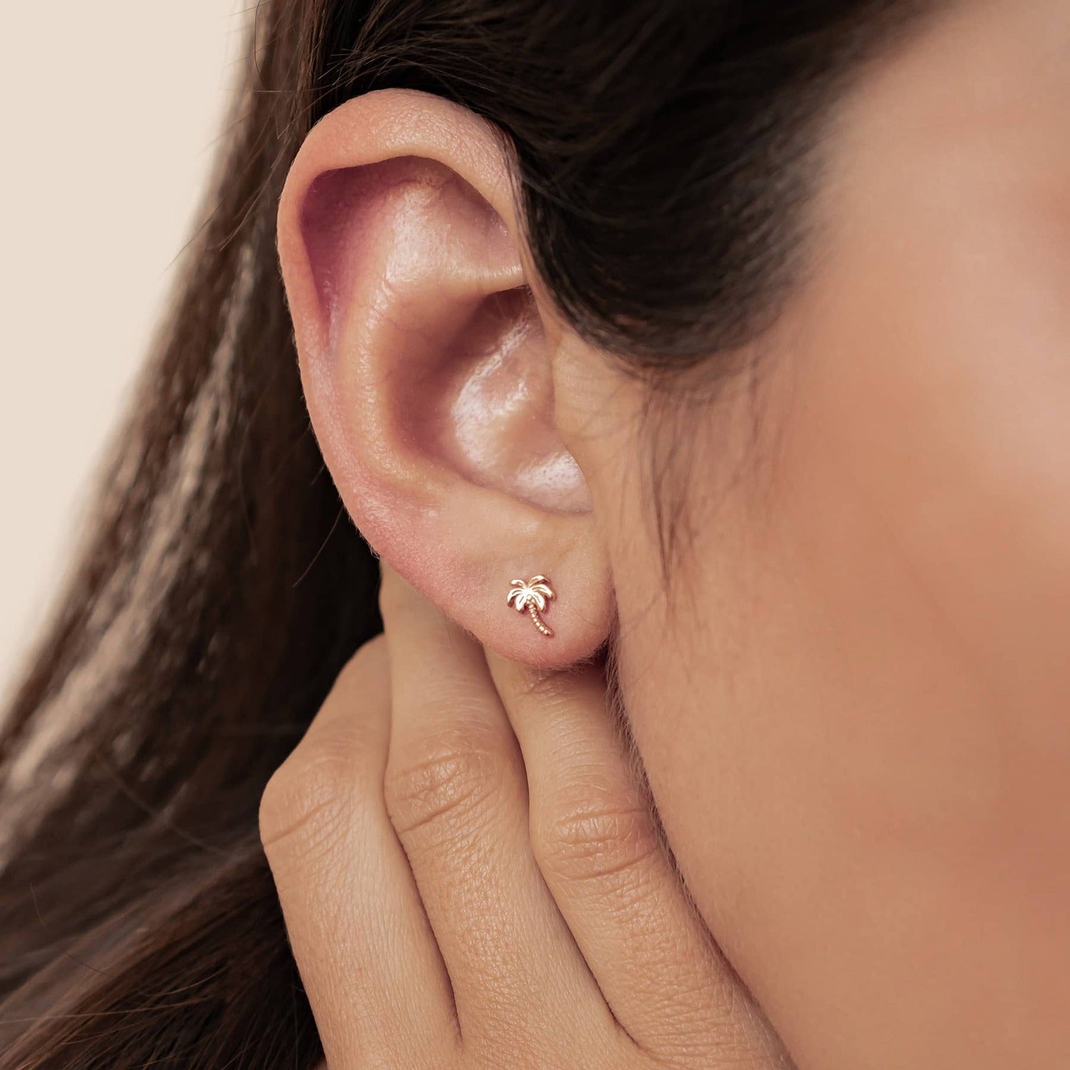 Boucles d’Oreilles Puces Palmier en Argent Sterling