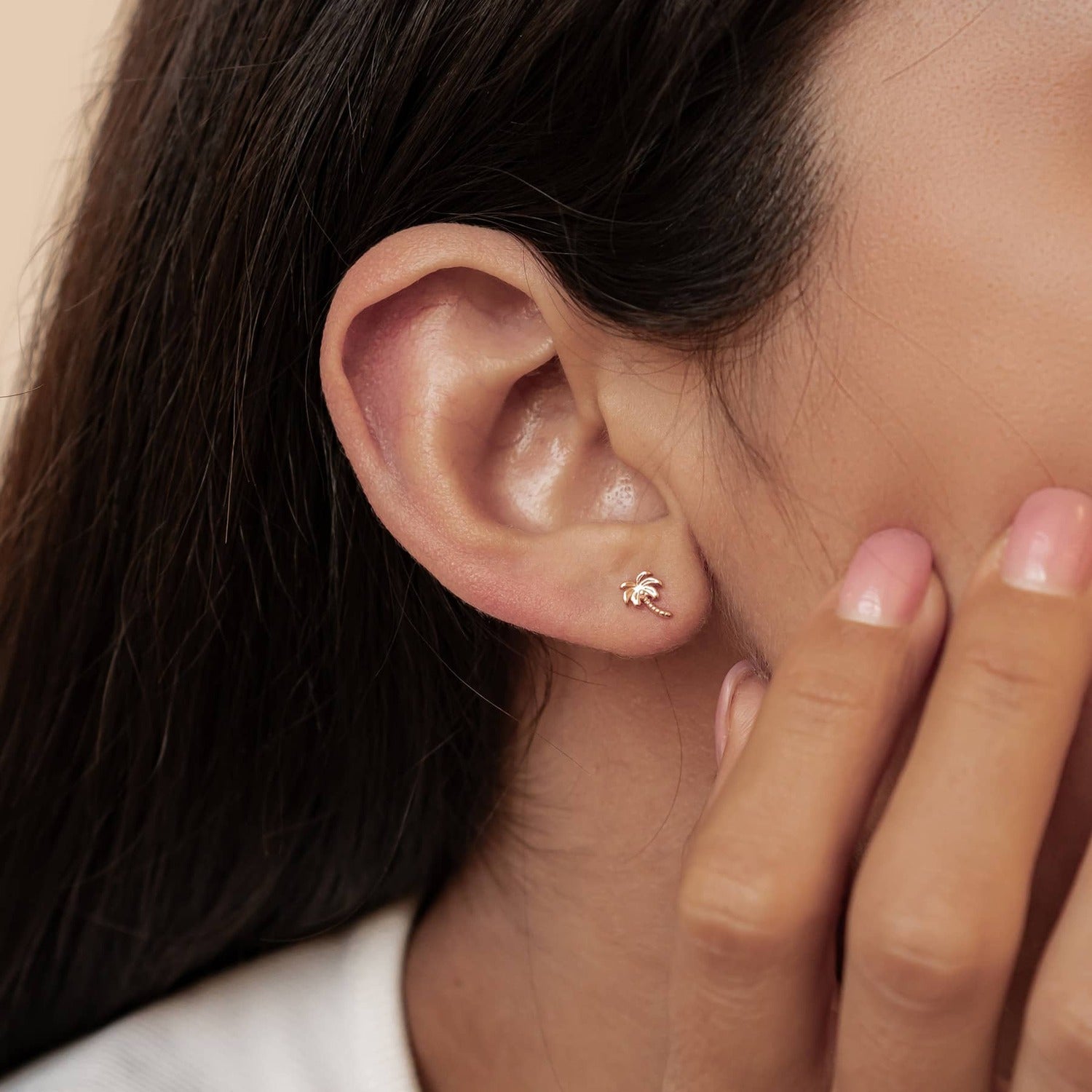 Boucles d’Oreilles Puces Palmier en Argent Sterling