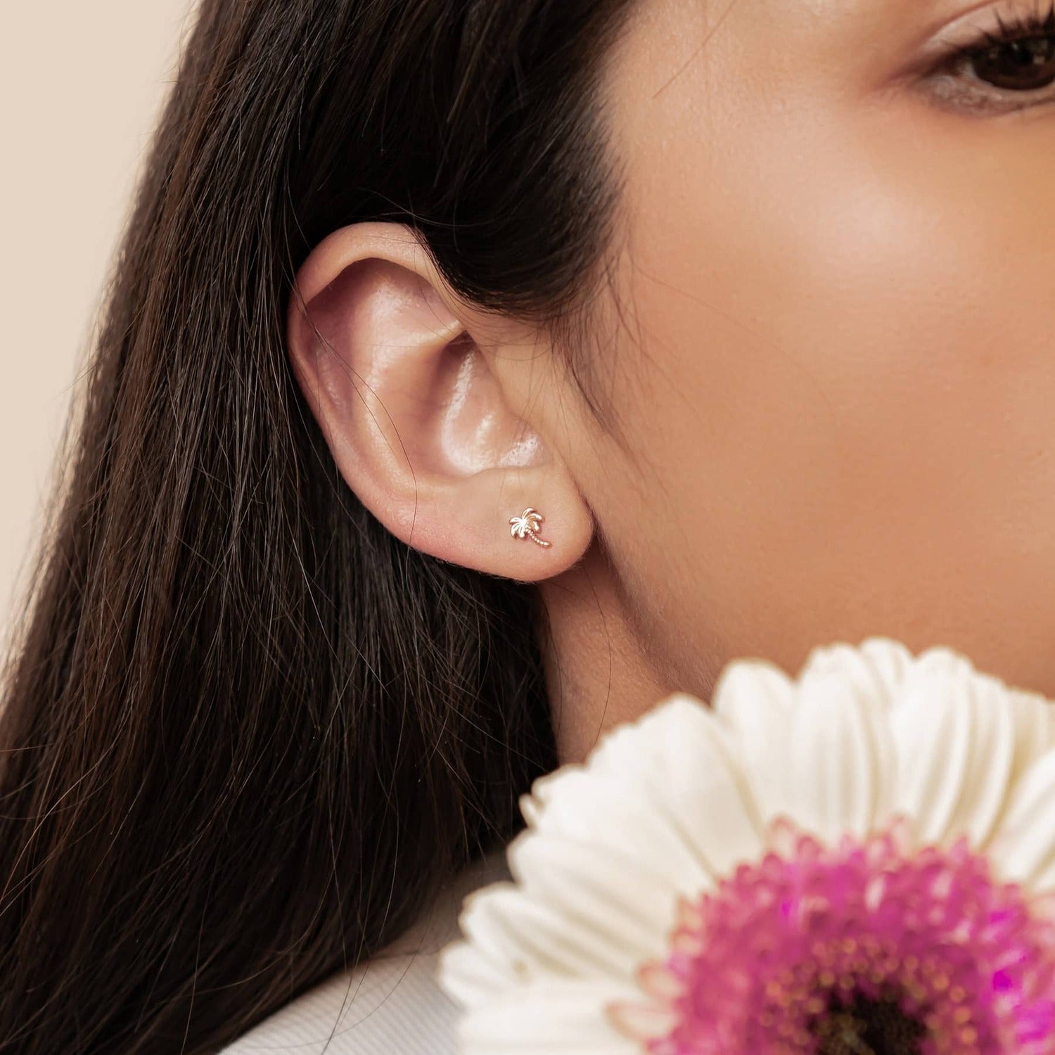 Boucles d’Oreilles Puces Palmier en Argent Sterling