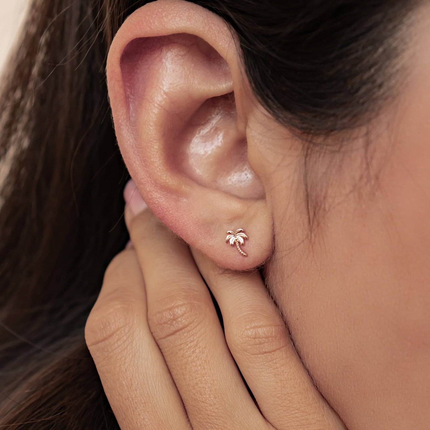 Boucles d’Oreilles Puces Palmier en Argent Sterling