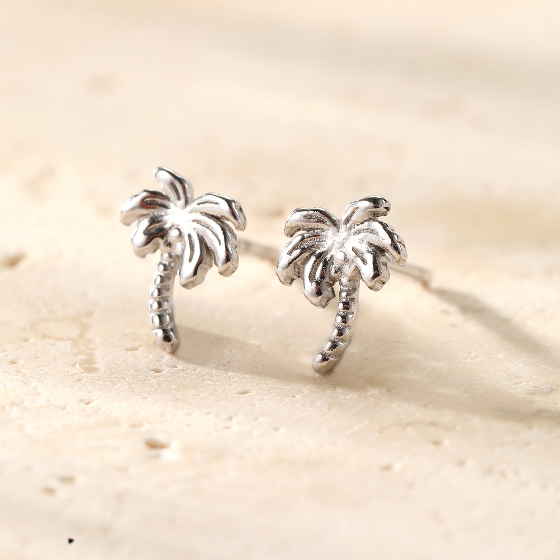 Boucles d’Oreilles Puces Palmier en Argent Sterling