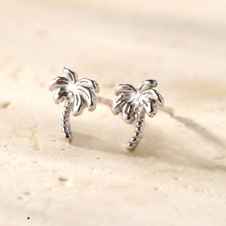 Pendientes Botón Palmera Plata de Ley 925