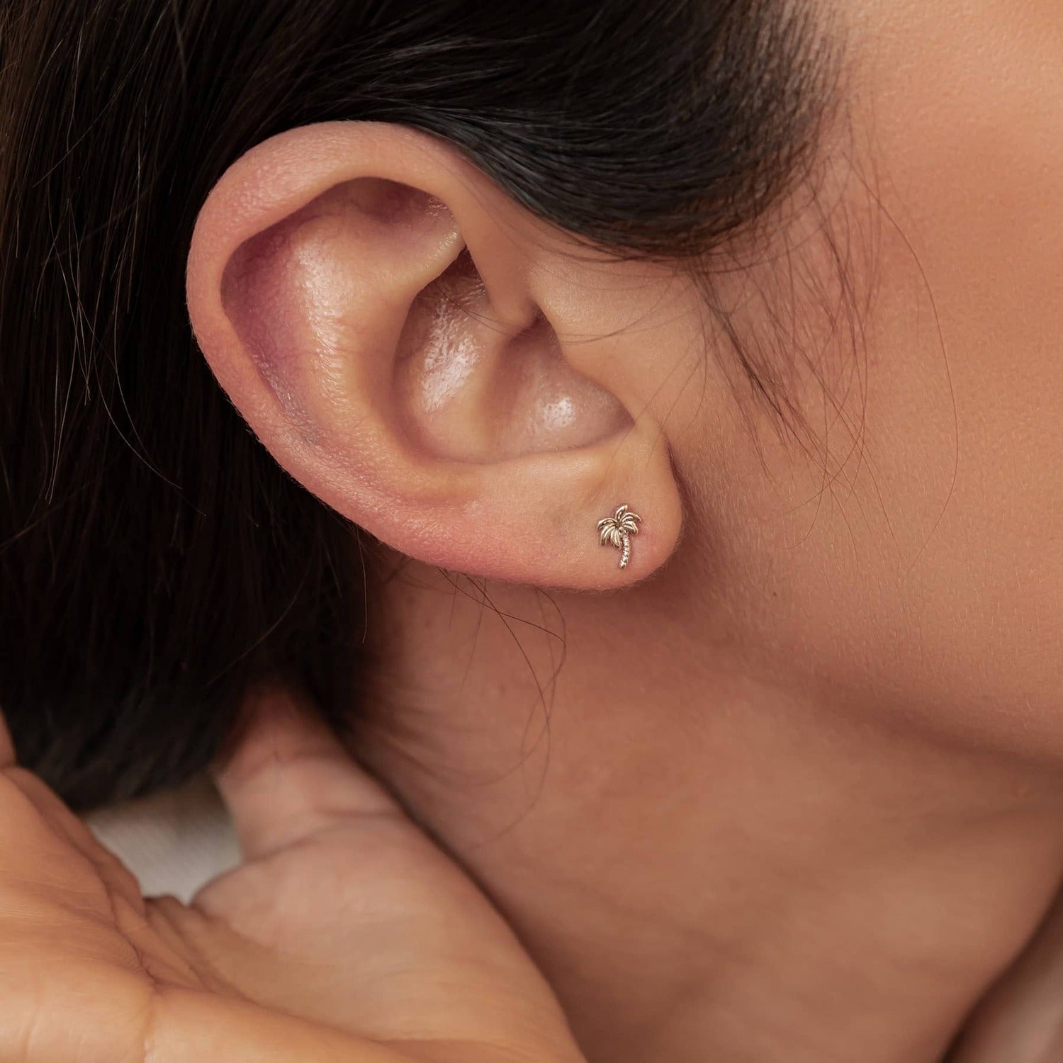 Boucles d’Oreilles Puces Palmier en Argent Sterling