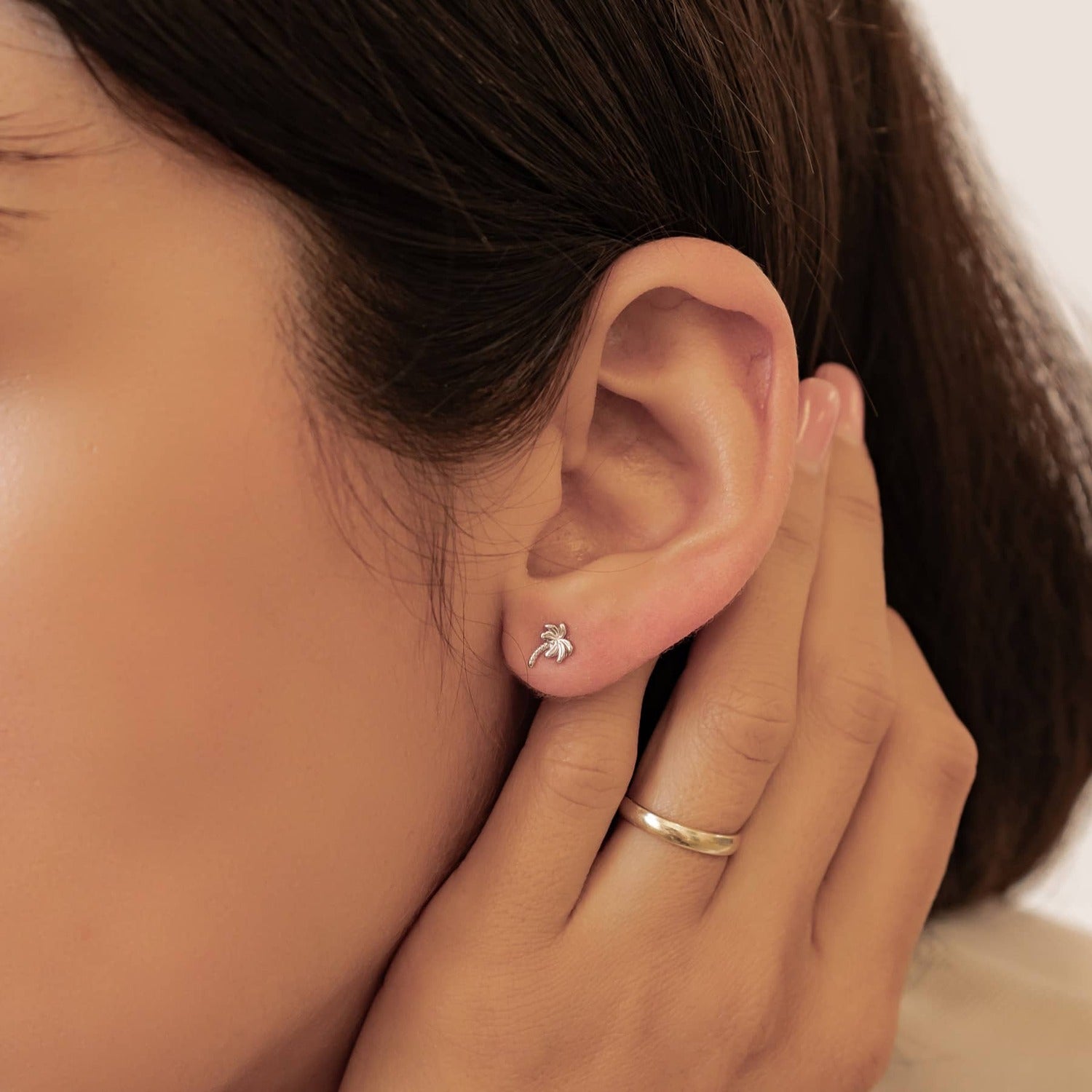 Boucles d’Oreilles Puces Palmier en Argent Sterling