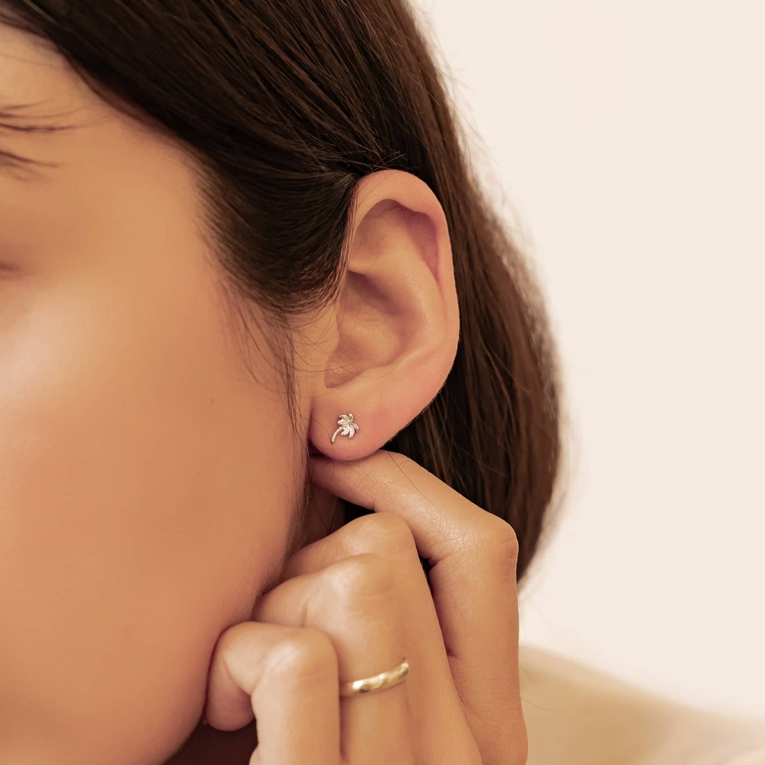 Boucles d’Oreilles Puces Palmier en Argent Sterling