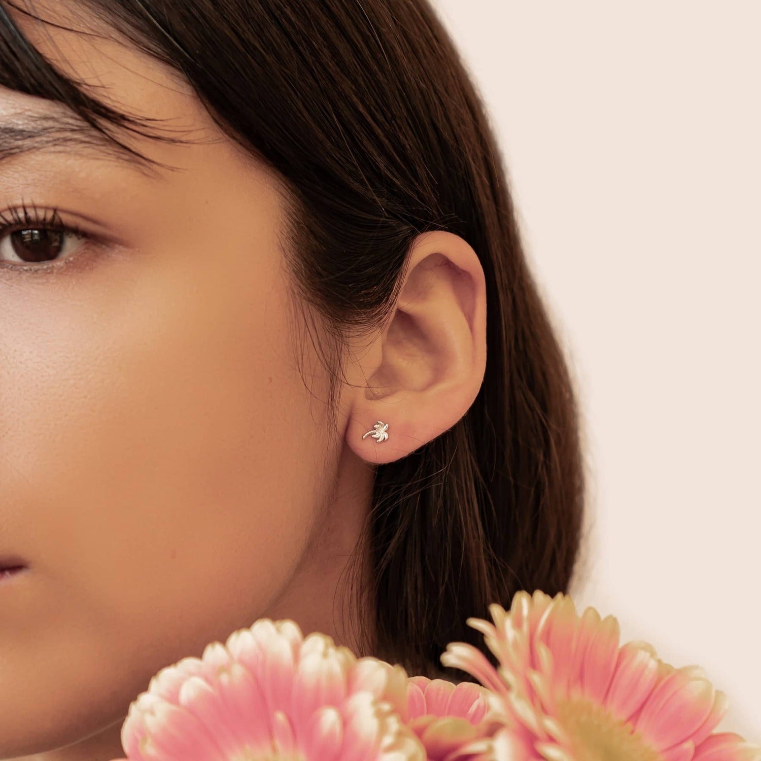 Boucles d’Oreilles Puces Palmier en Argent Sterling