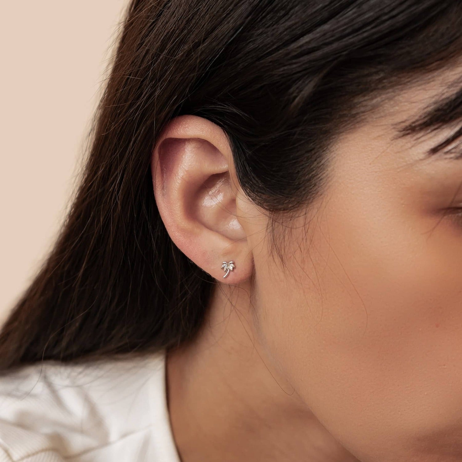 Boucles d’Oreilles Puces Palmier en Argent Sterling