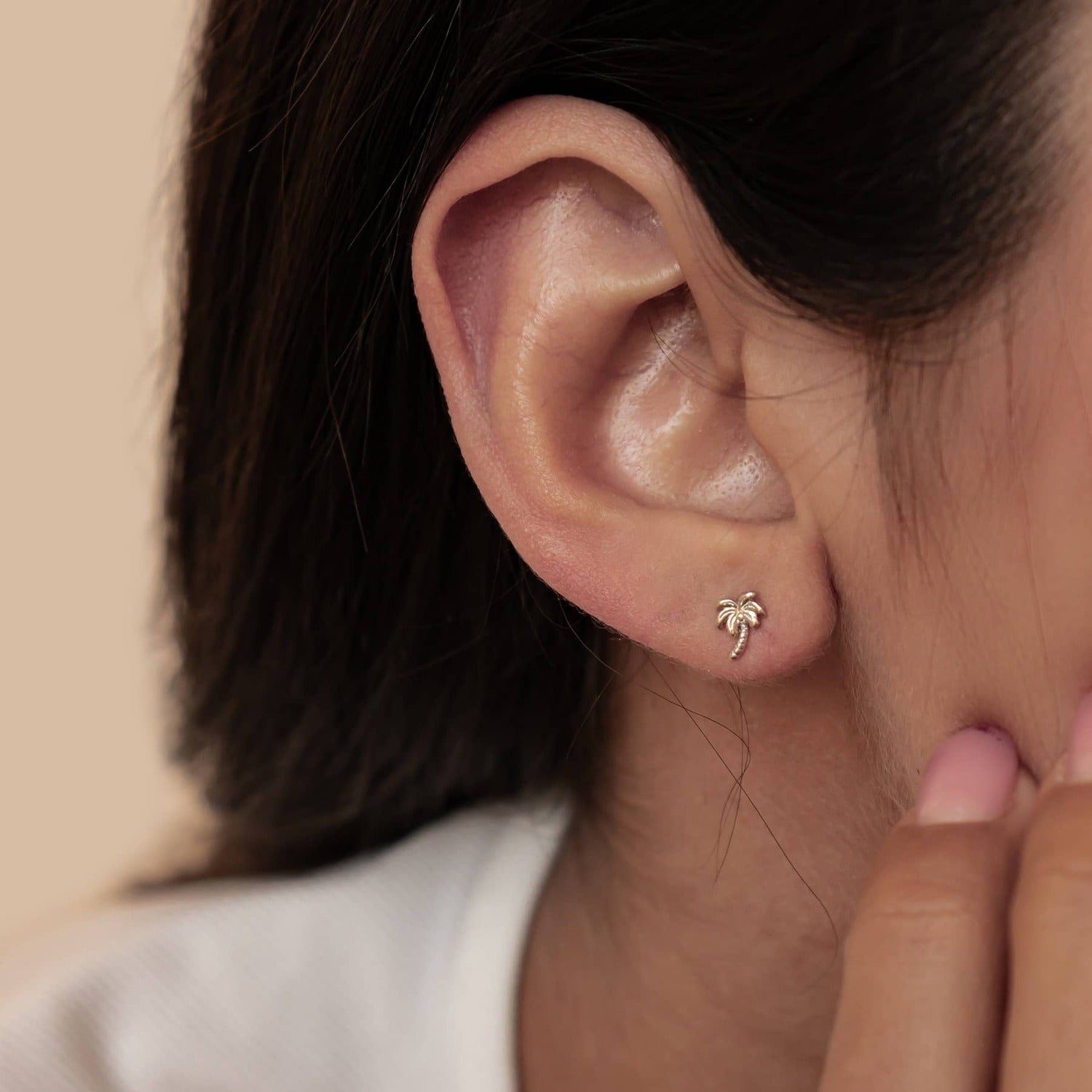 Boucles d’Oreilles Puces Palmier en Argent Sterling