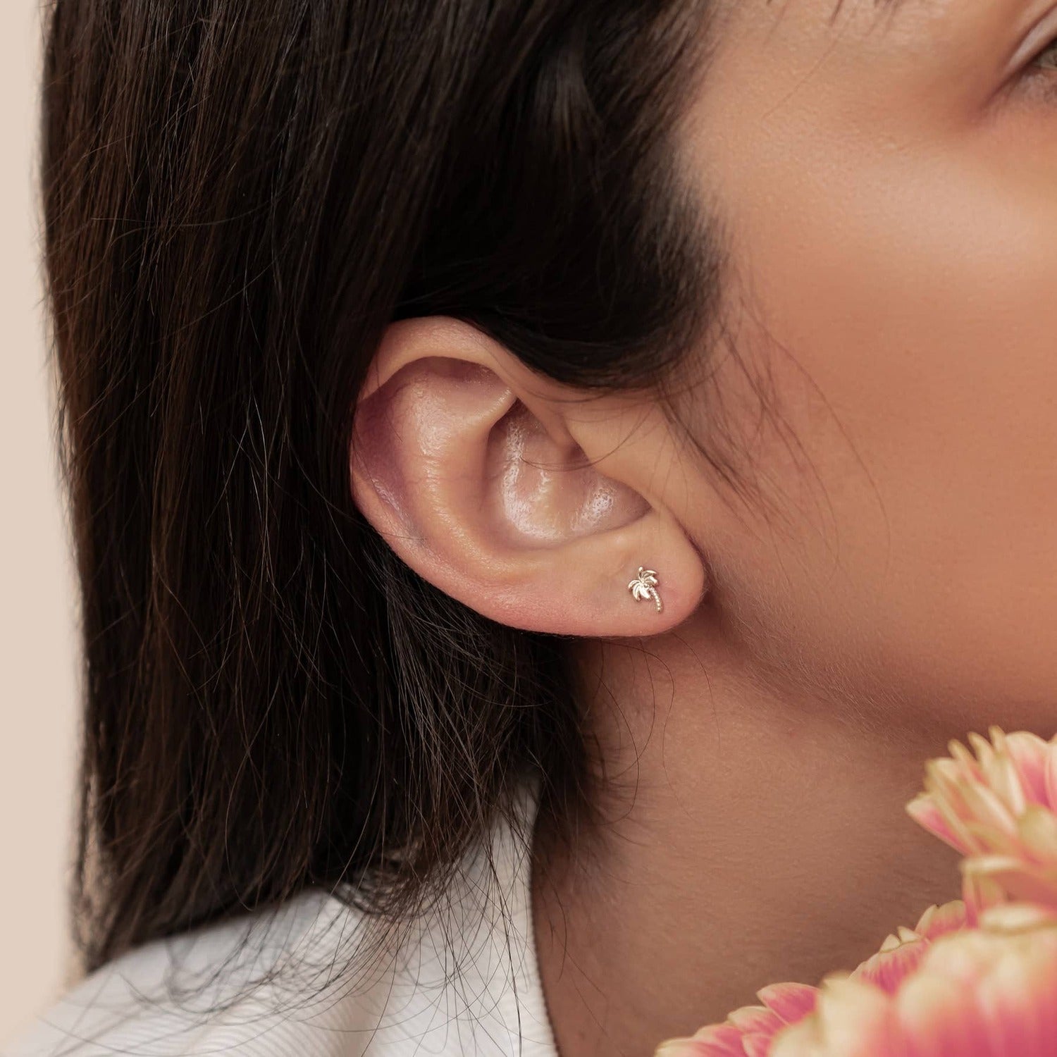 Boucles d’Oreilles Puces Palmier en Argent Sterling