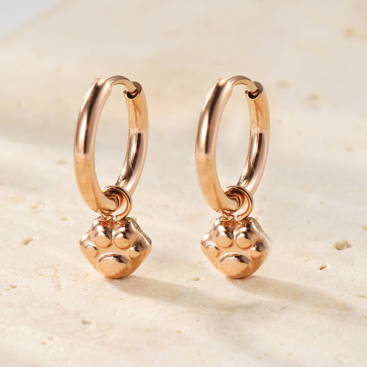 Paw Print Charm Hoop Earrings Waterproof