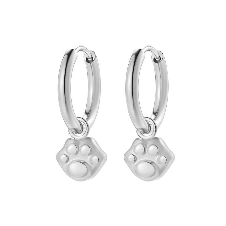 Paw Print Charm Hoop Earrings Waterproof