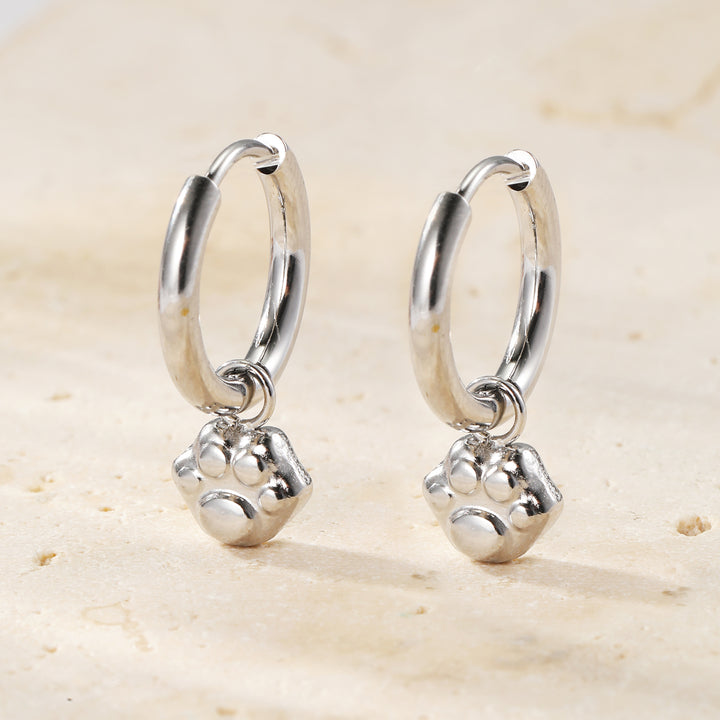 Paw Print Charm Hoop Earrings Waterproof