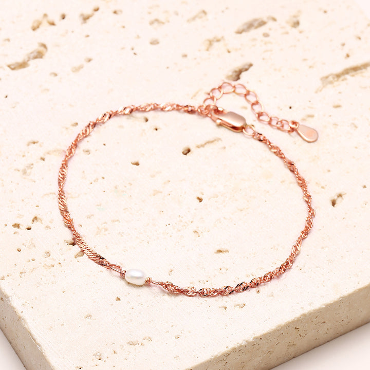 Brazalete Perla Plata de Ley 925 en Oro