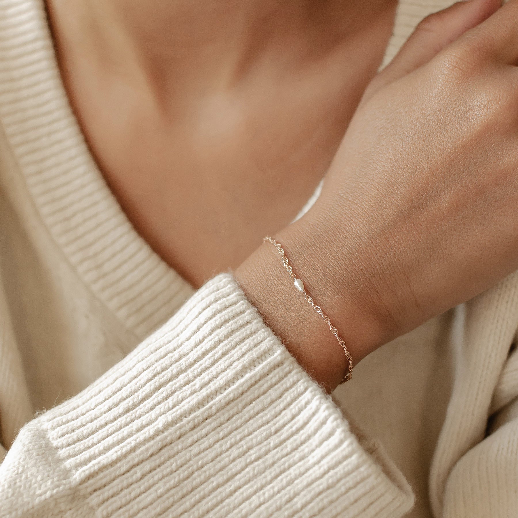 Brazalete Perla Plata de Ley 925 en Oro