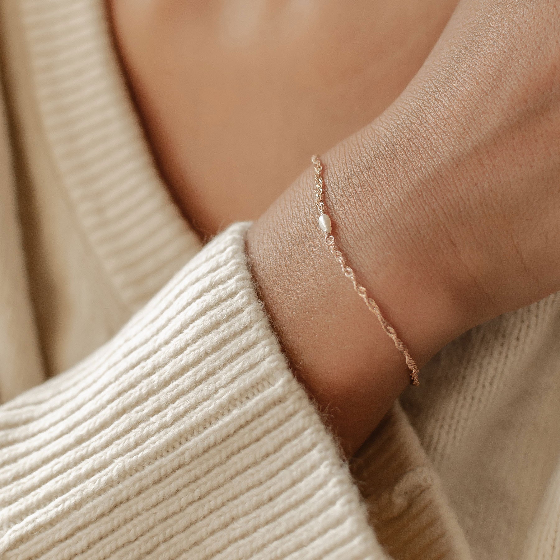 Brazalete Perla Plata de Ley 925 en Oro