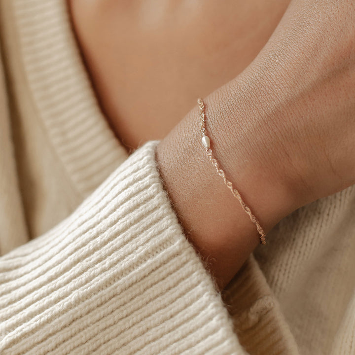 Brazalete Perla Plata de Ley 925 en Oro
