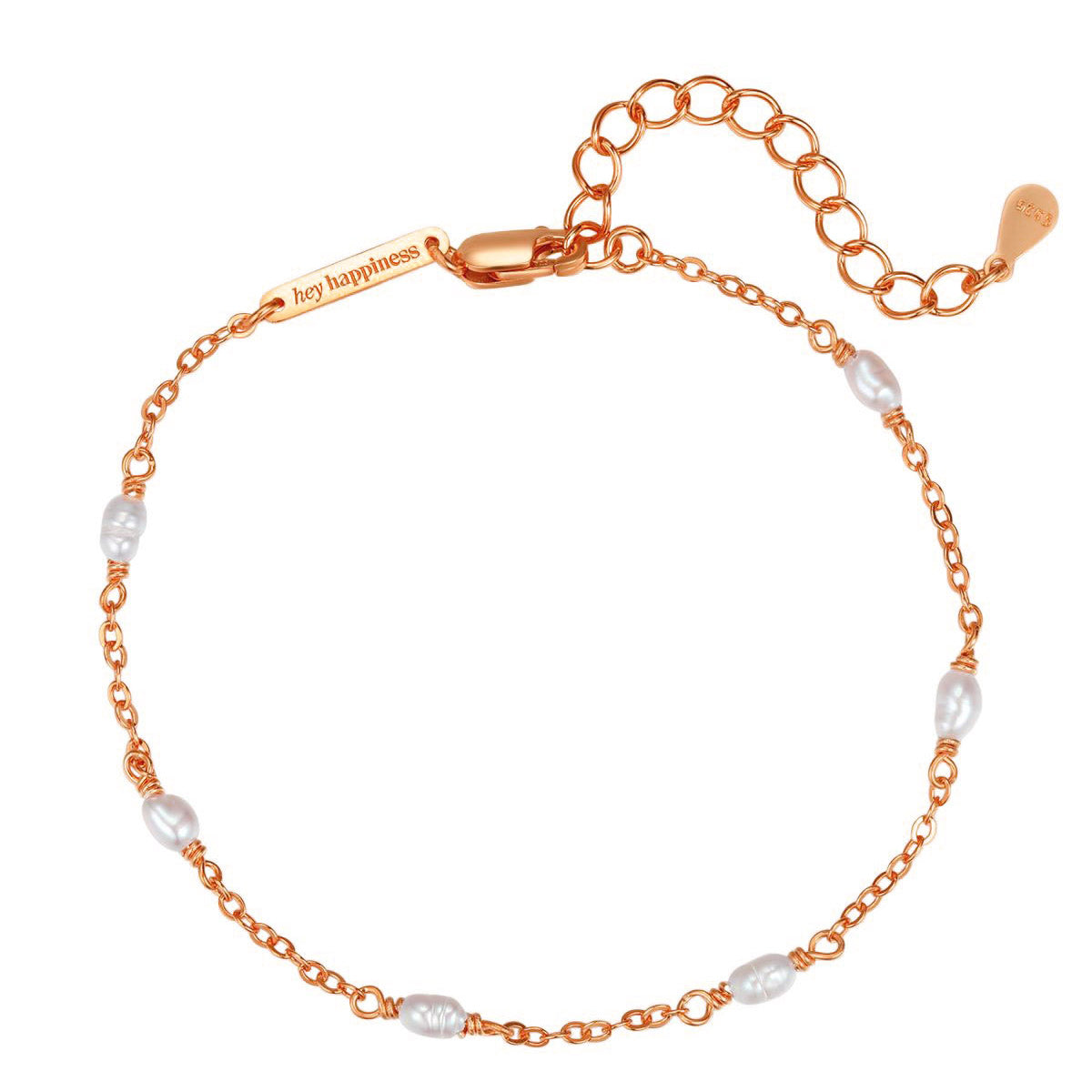 Brazalete Cadena Perlas Plata de Ley 925 en Oro