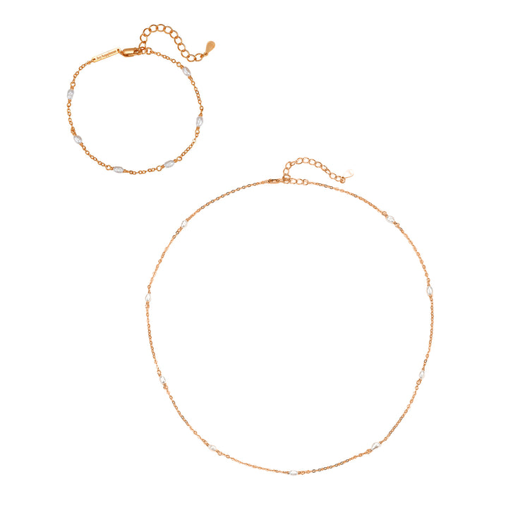 Pearl Chain Jewelry Set Sterling Silver