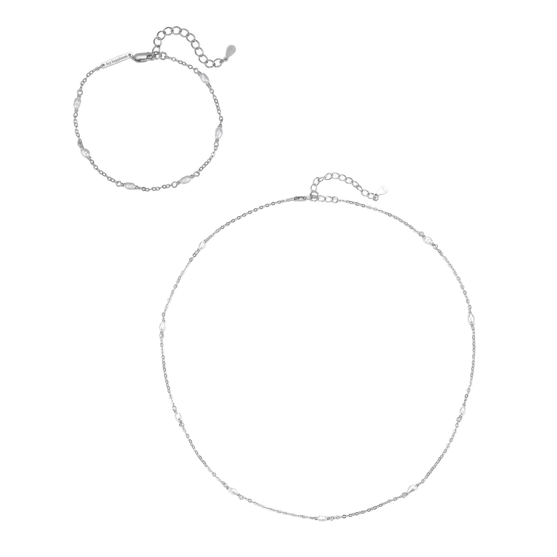 Set Joyería Cadena Perla Plata de Ley 925