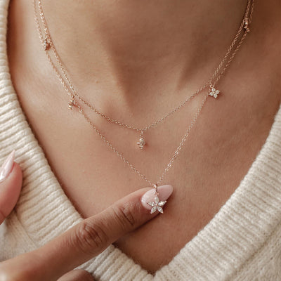 Ensemble Colliers Pétales Sterling Argent