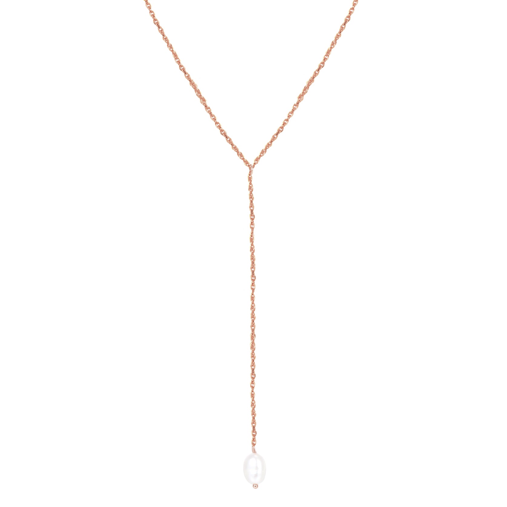 Collier Lariat Pendentif Perle Sterling Argent