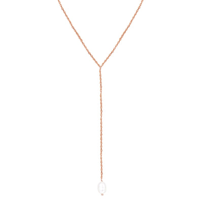 Collier Lariat Pendentif Perle Sterling Argent