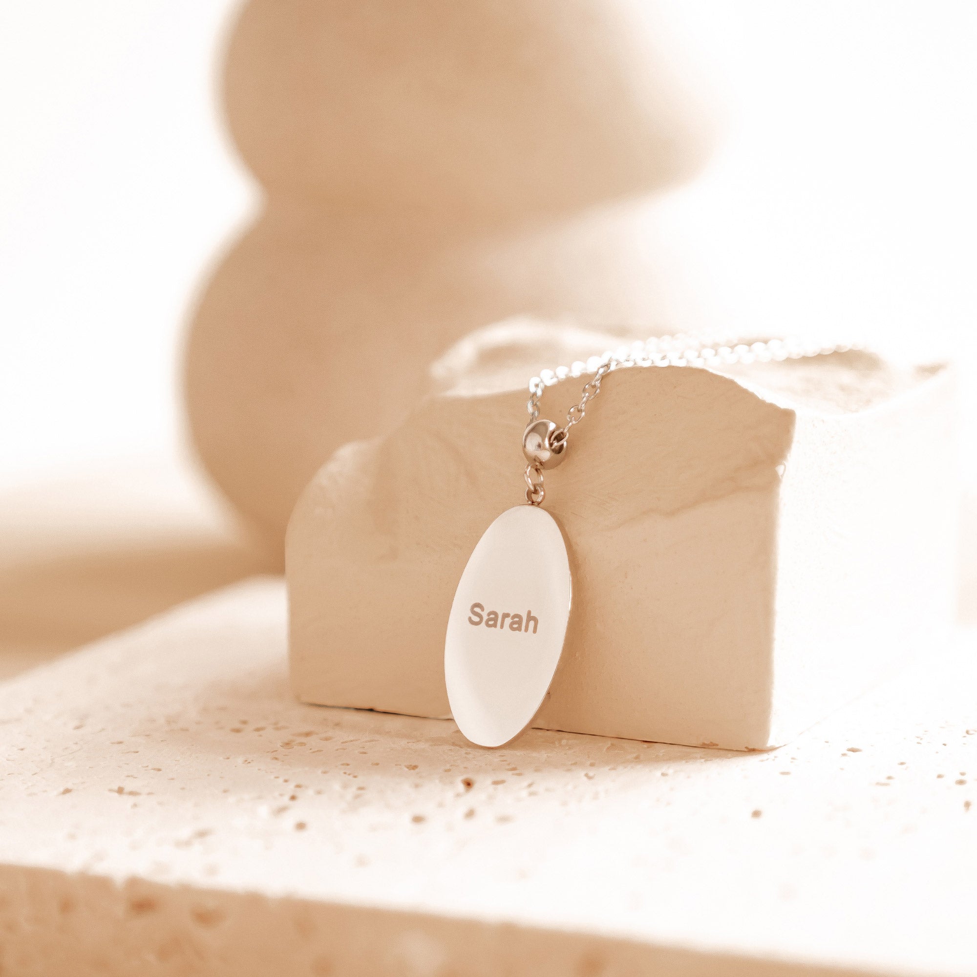 Collar Colgante Ovalado Personalizado Waterproof