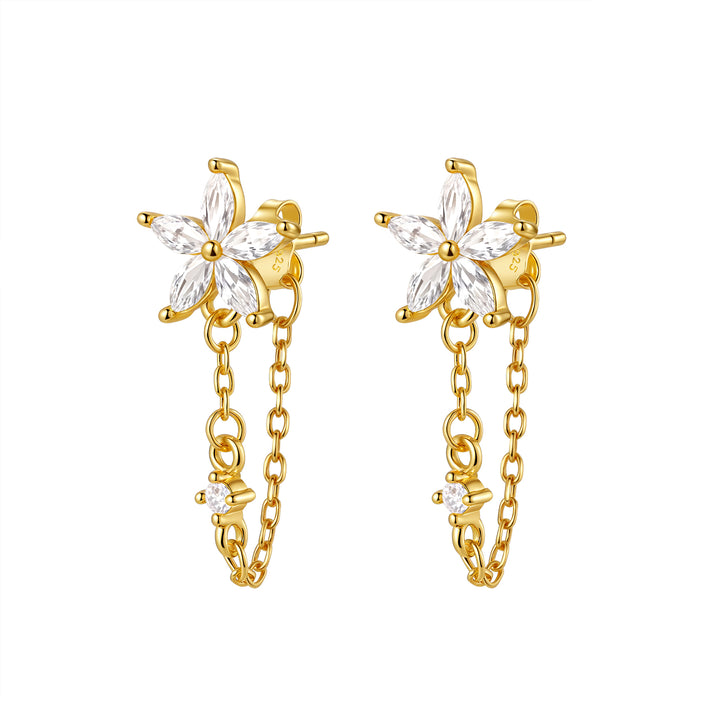 Boucles d’Oreilles Chaîne Pétale Blossom Argent Sterling
