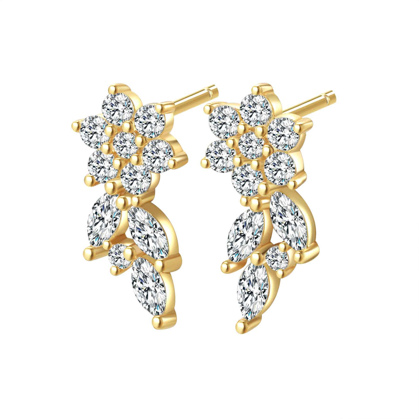 Pendientes Trepadores Pétalo en Plata Ley 925