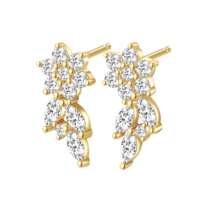 Pendientes Trepadores Pétalo en Plata Ley 925