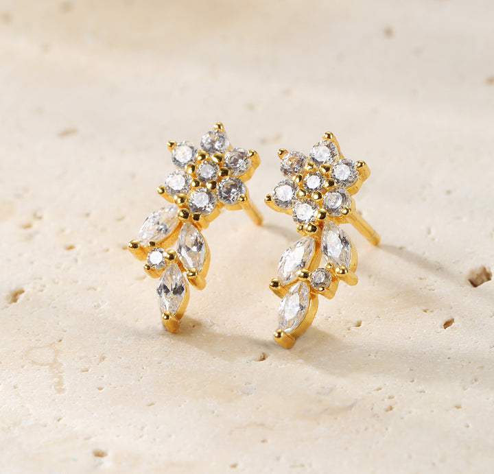 Boucles d'Oreilles Grimpantes Pétale Argent Sterling