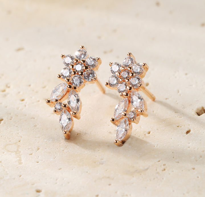 Boucles d'Oreilles Grimpantes Pétale Argent Sterling