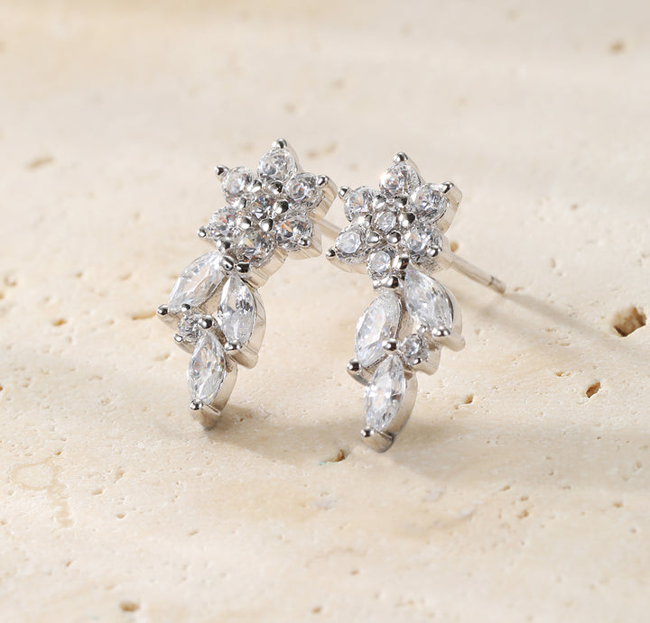Boucles d'Oreilles Grimpantes Pétale Argent Sterling