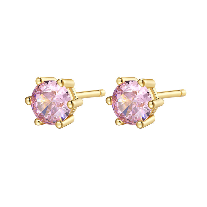 Pink Gemstone Stud Earrings Sterling Silver