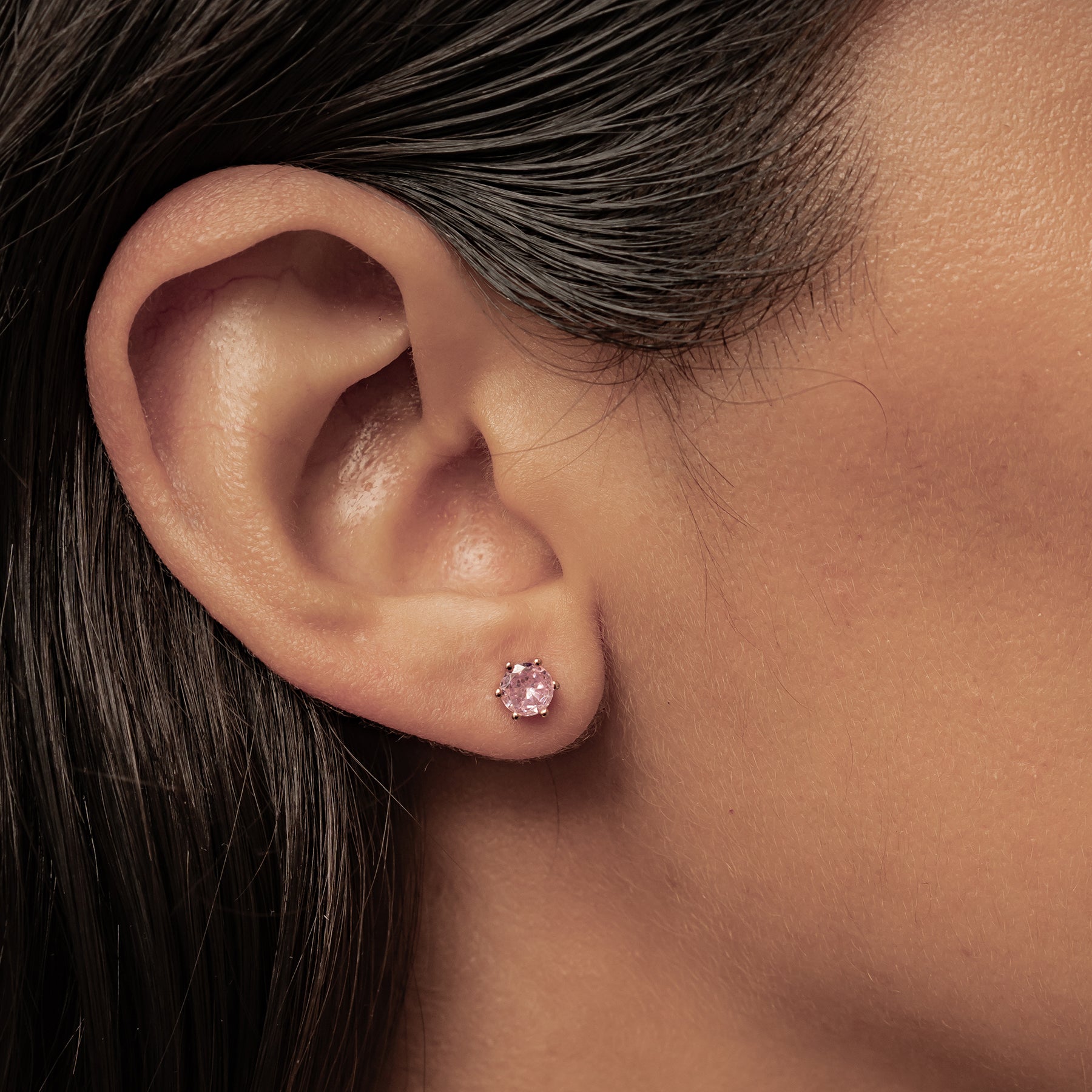 Pink Gemstone Stud Earrings Sterling Silver