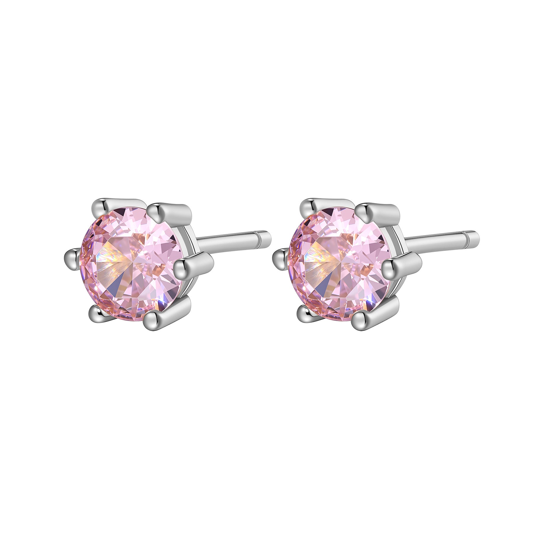 Pink Gemstone Stud Earrings Sterling Silver
