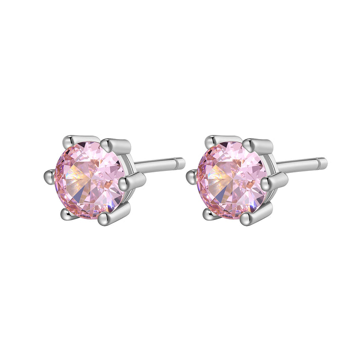 Pink Gemstone Stud Earrings Sterling Silver