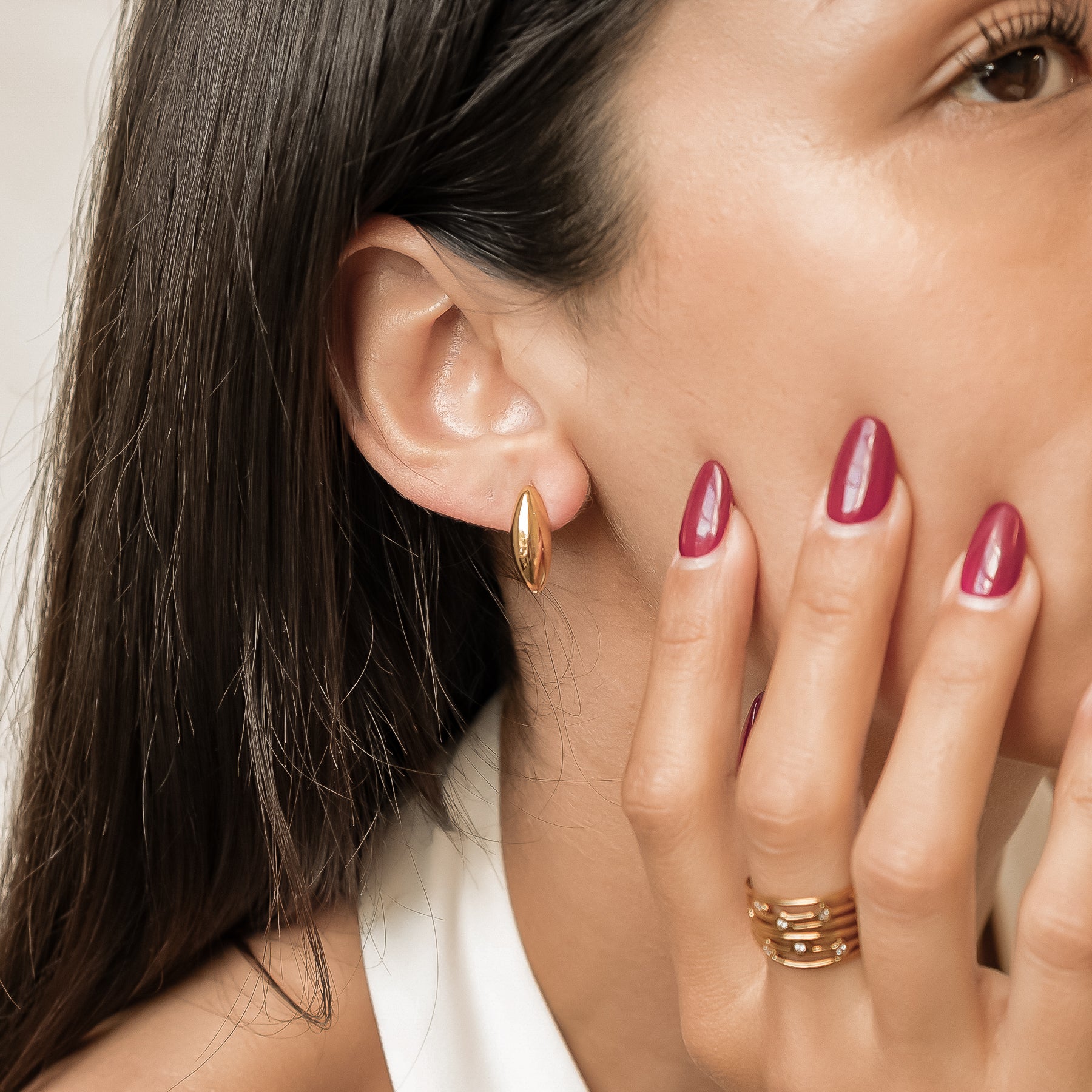 Polished Marquise Stud Earrings Waterproof