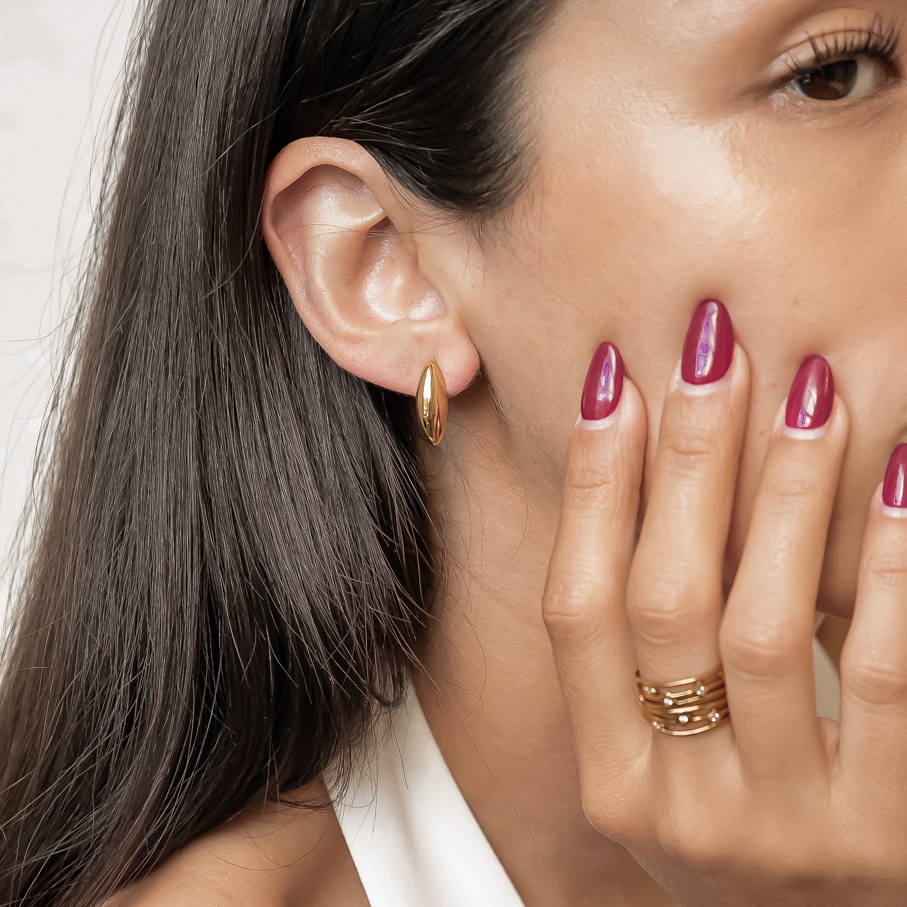 Polished Marquise Stud Earrings Waterproof