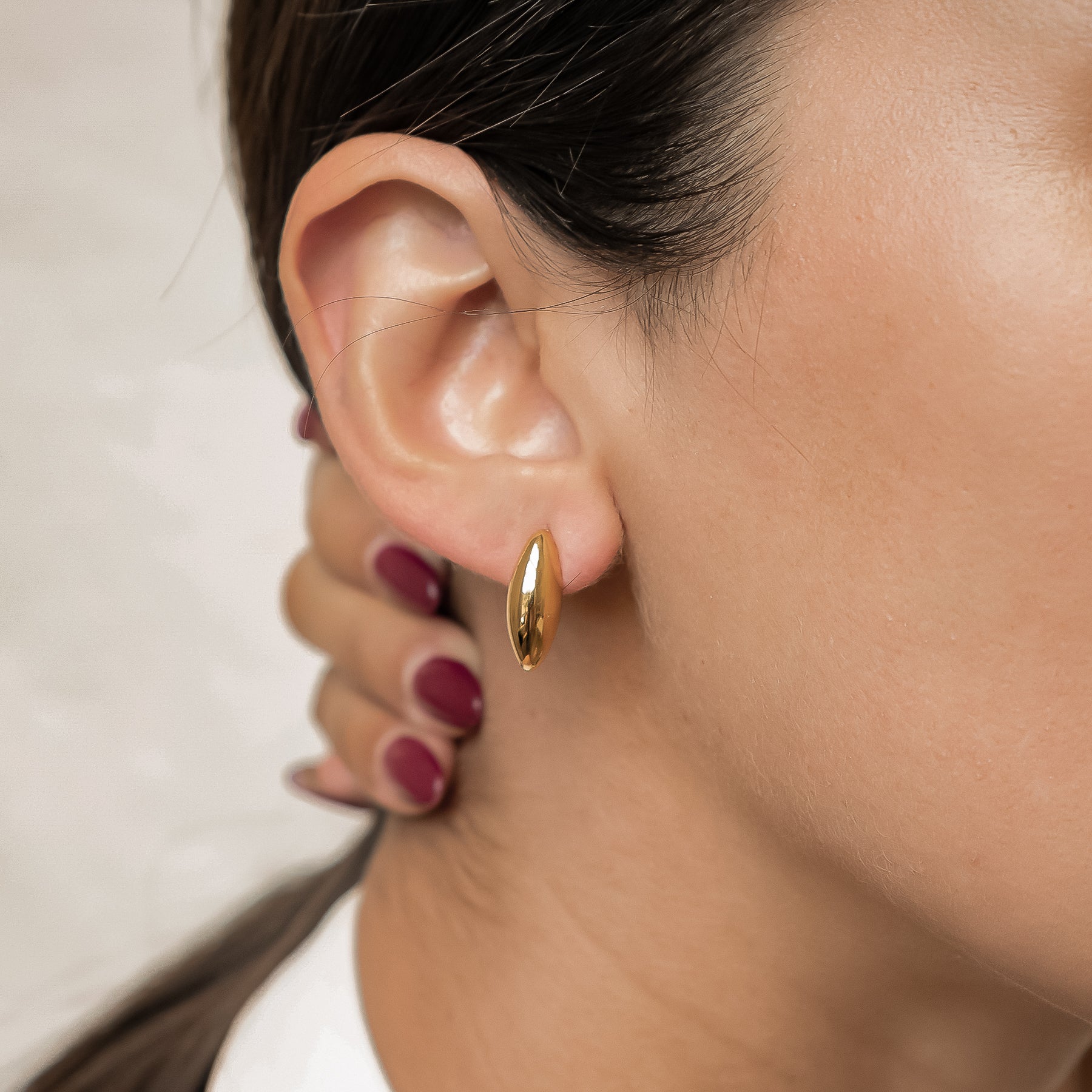 Polished Marquise Stud Earrings Waterproof