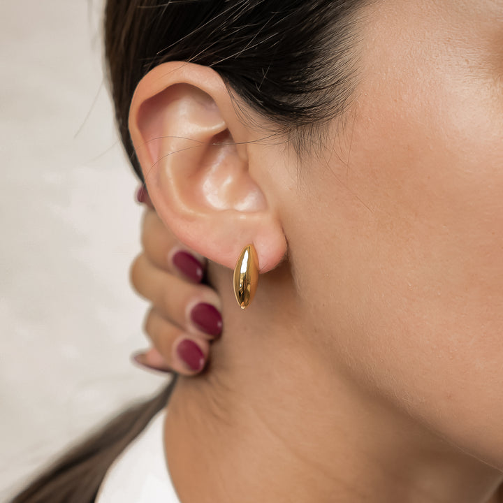 Polished Marquise Stud Earrings Waterproof