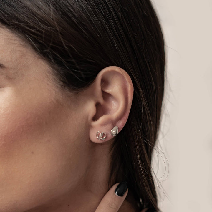 Pretzel and Avocado Stud Earring Set