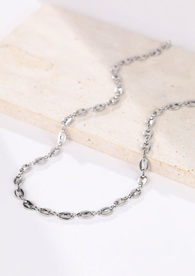 Collar Cadena Eslabones Caja en Plata