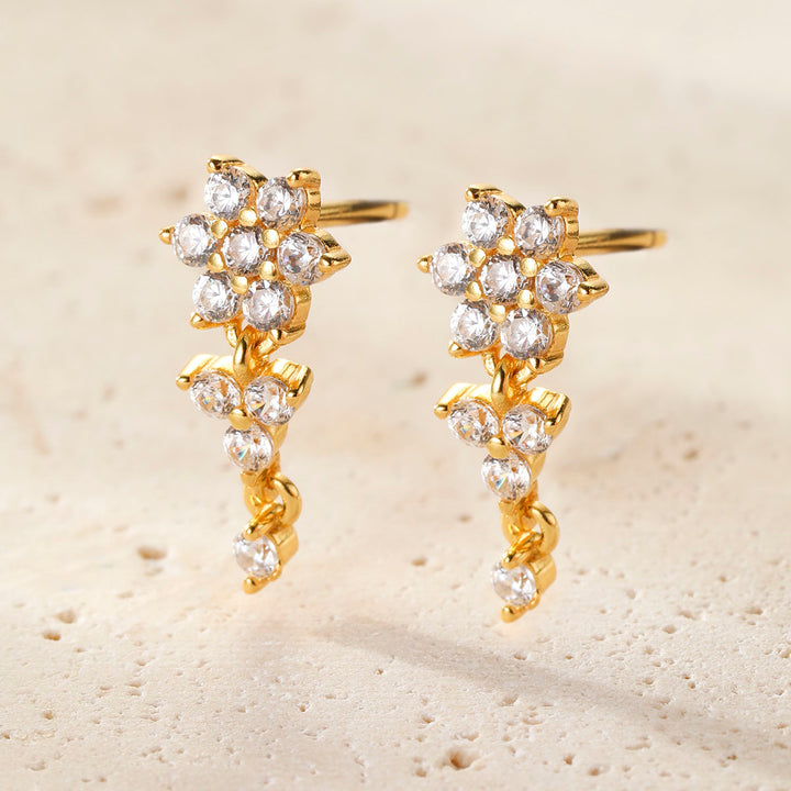 Radiant Bloom Drop Earrings Sterling Silver