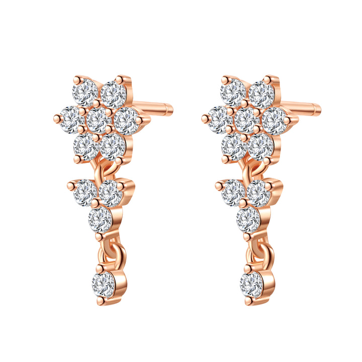Pendientes Colgante Florecer Radiante Plata de Ley 925