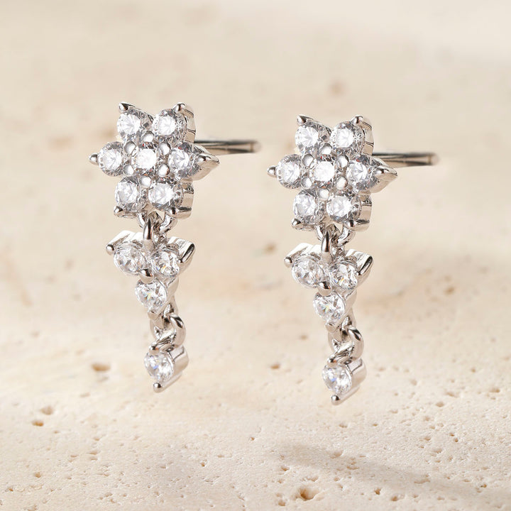 Radiant Bloom Drop Earrings Sterling Silver