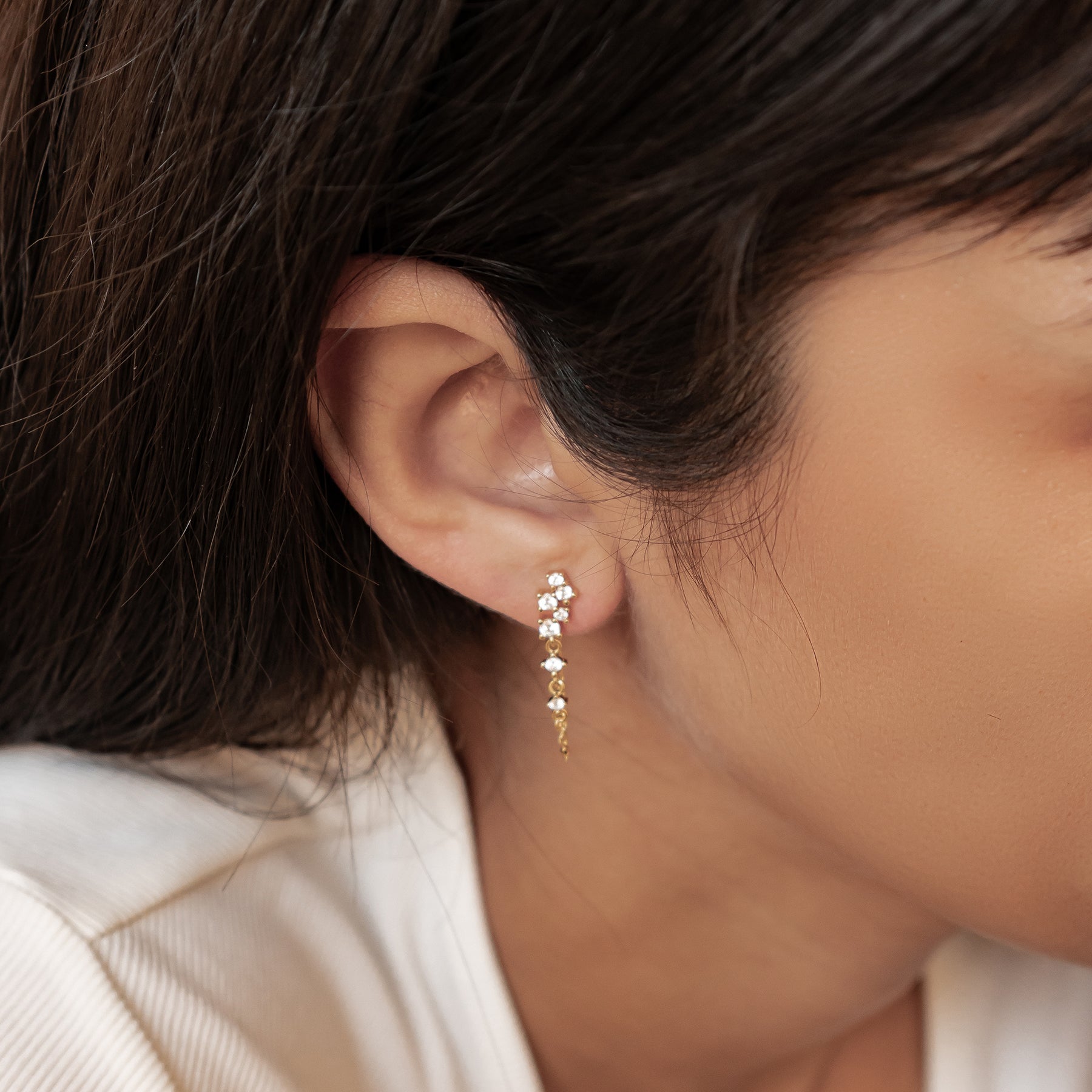 Boucles d’Oreilles Chaîne Rayonnante Blossom Argent Sterling