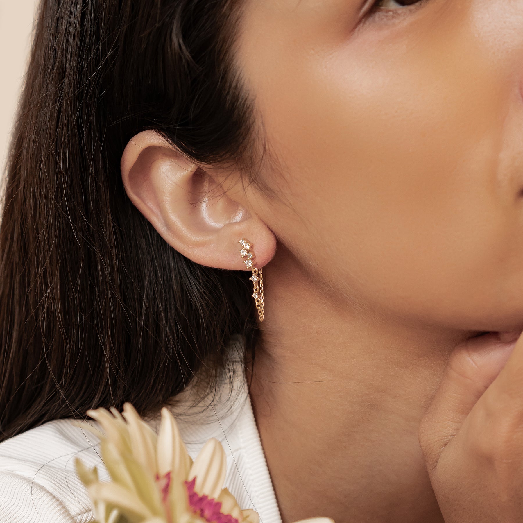 Boucles d’Oreilles Chaîne Rayonnante Blossom Argent Sterling